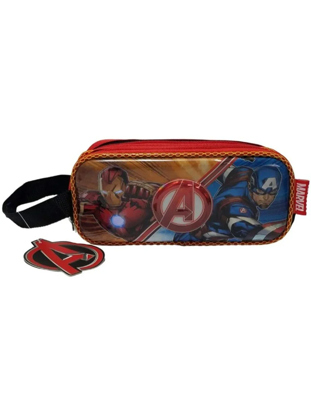 Marvel Avengers 3D Pencil Case Iron Man Captain America Dual Zip Pouch Bag NWT